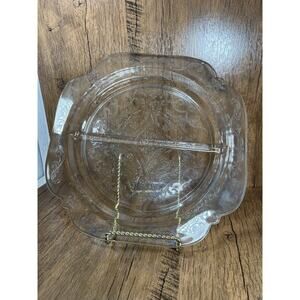 Vintage Clear Depression Glass Divided Plate Madrid Square 10" Serving Dish